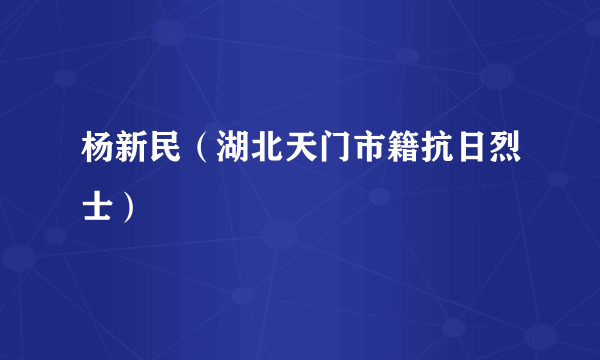 杨新民（湖北天门市籍抗日烈士）