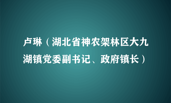 卢琳（湖北省神农架林区大九湖镇党委副书记、政府镇长）