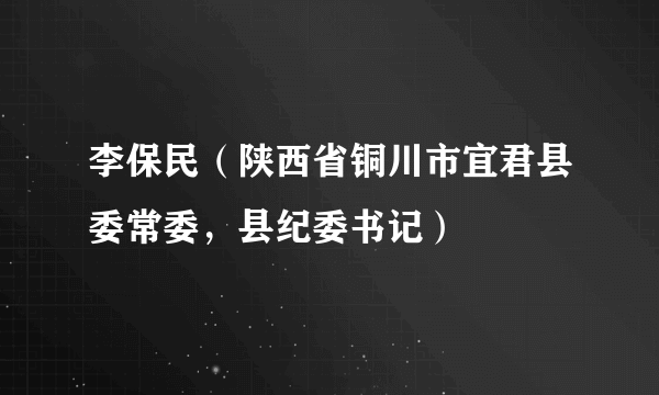 李保民（陕西省铜川市宜君县委常委，县纪委书记）