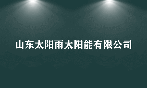 山东太阳雨太阳能有限公司