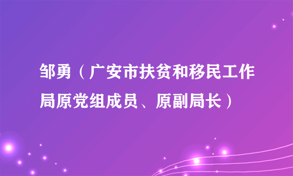 邹勇（广安市扶贫和移民工作局原党组成员、原副局长）