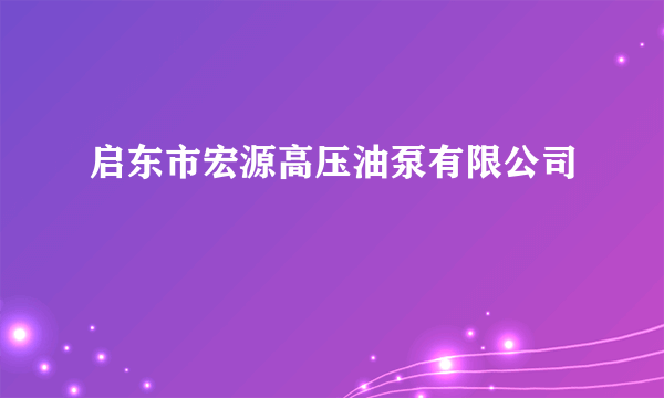 启东市宏源高压油泵有限公司