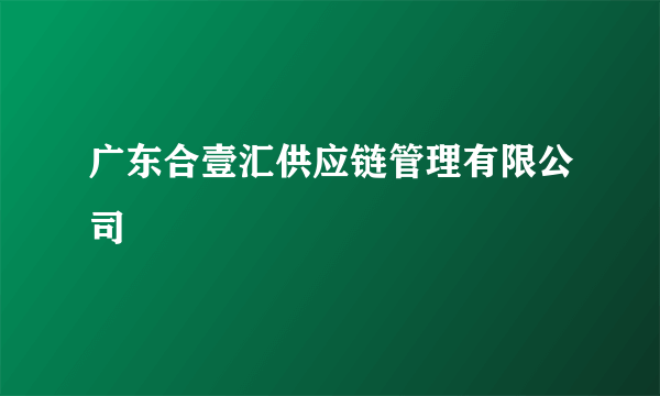 广东合壹汇供应链管理有限公司