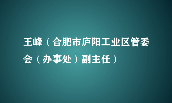 王峰（合肥市庐阳工业区管委会（办事处）副主任）