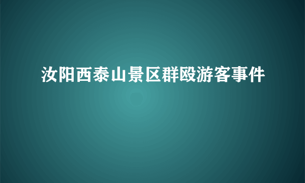 汝阳西泰山景区群殴游客事件