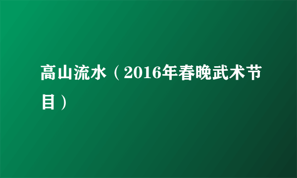 高山流水（2016年春晚武术节目）