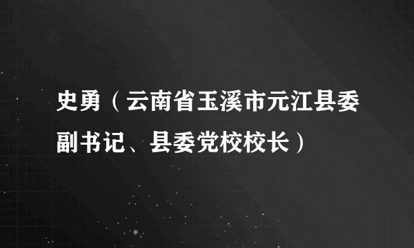 史勇（云南省玉溪市元江县委副书记、县委党校校长）