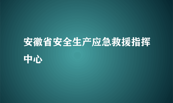 安徽省安全生产应急救援指挥中心