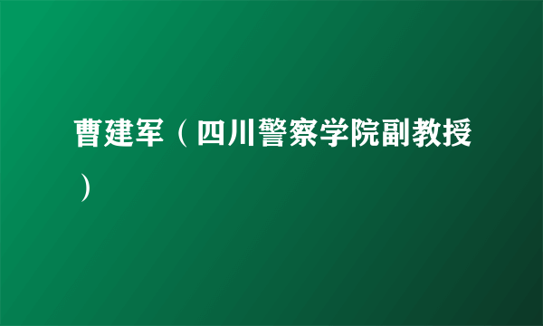 曹建军（四川警察学院副教授）