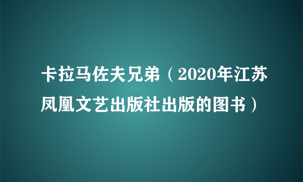 卡拉马佐夫兄弟（2020年江苏凤凰文艺出版社出版的图书）