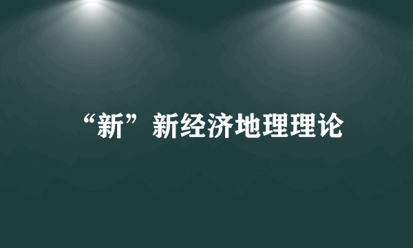 “新”新经济地理理论