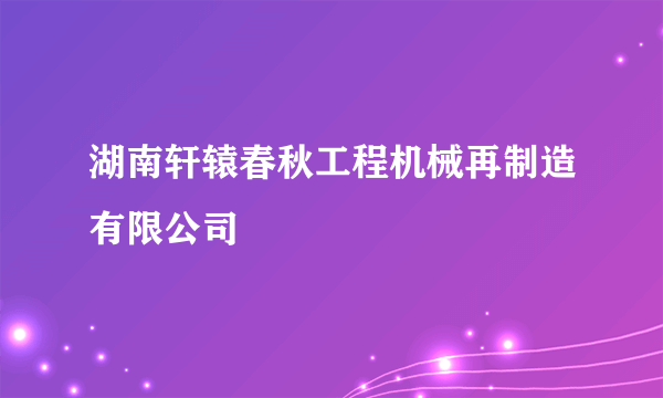 湖南轩辕春秋工程机械再制造有限公司