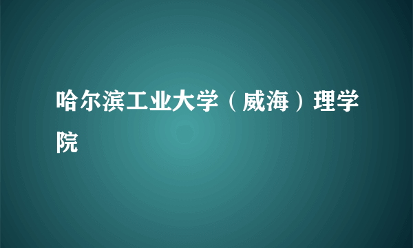 哈尔滨工业大学（威海）理学院