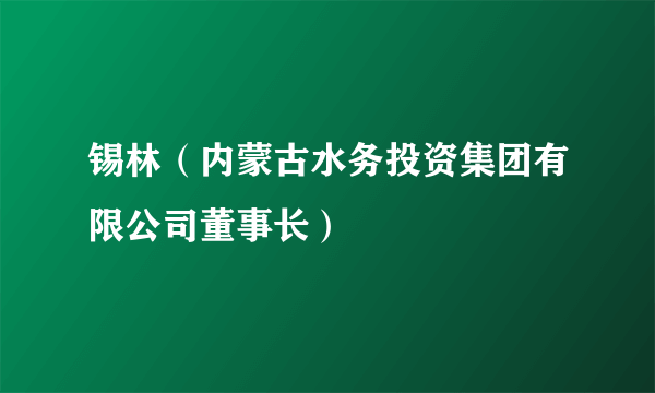 锡林（内蒙古水务投资集团有限公司董事长）