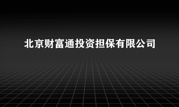 北京财富通投资担保有限公司