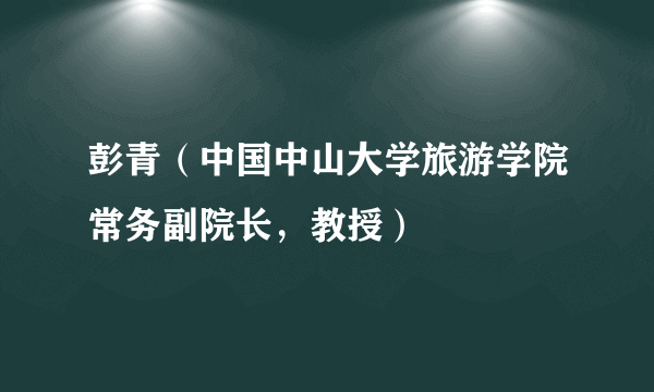 彭青（中国中山大学旅游学院常务副院长，教授）