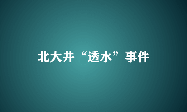 北大井“透水”事件