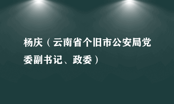 杨庆（云南省个旧市公安局党委副书记、政委）