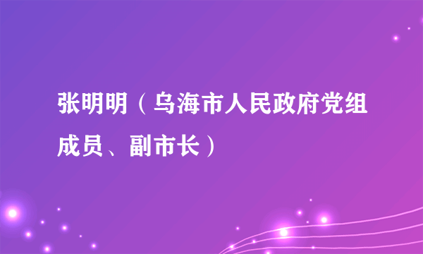 张明明（乌海市人民政府党组成员、副市长）