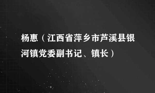 杨惠（江西省萍乡市芦溪县银河镇党委副书记、镇长）