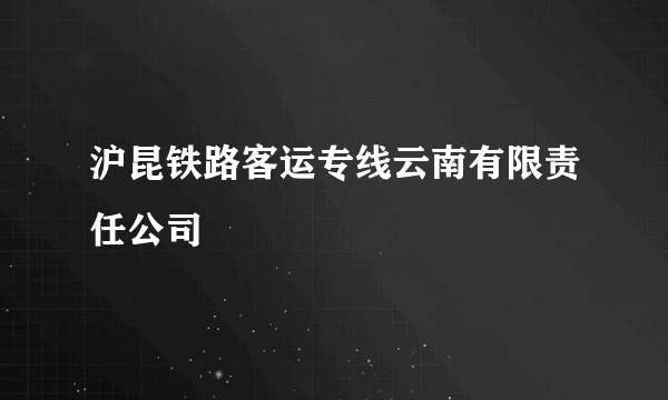 沪昆铁路客运专线云南有限责任公司