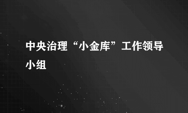 中央治理“小金库”工作领导小组