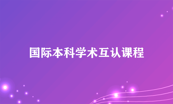 国际本科学术互认课程