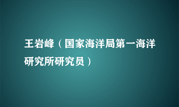 王岩峰（国家海洋局第一海洋研究所研究员）