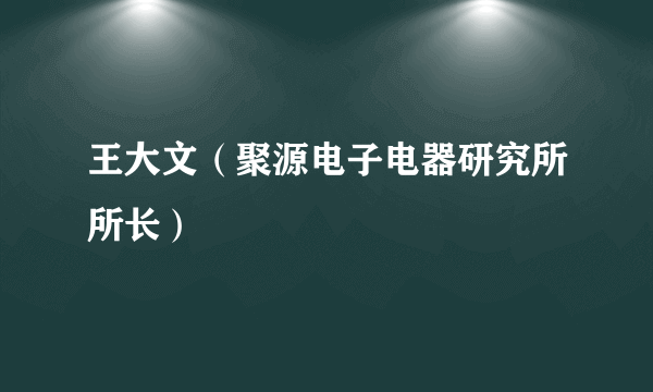 王大文（聚源电子电器研究所所长）