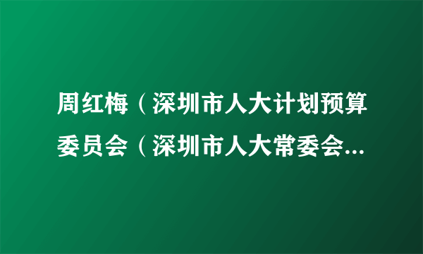 周红梅（深圳市人大计划预算委员会（深圳市人大常委会预算工作委员会）原副主任委员（副主任））