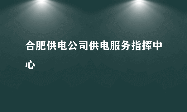 合肥供电公司供电服务指挥中心