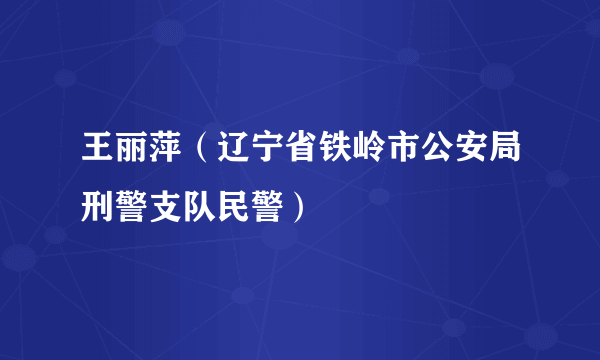 王丽萍（辽宁省铁岭市公安局刑警支队民警）