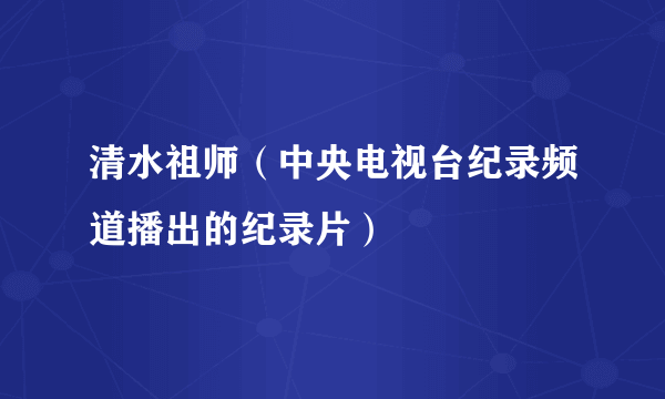 清水祖师（中央电视台纪录频道播出的纪录片）