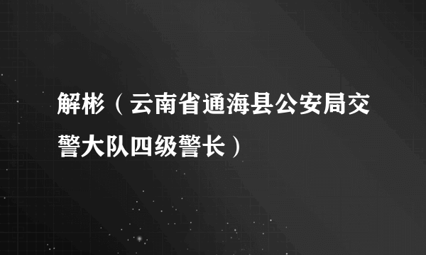 解彬（云南省通海县公安局交警大队四级警长）