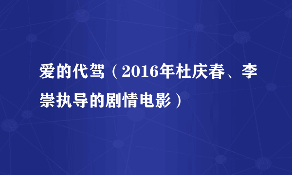 爱的代驾（2016年杜庆春、李崇执导的剧情电影）