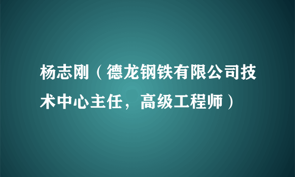 杨志刚（德龙钢铁有限公司技术中心主任，高级工程师）