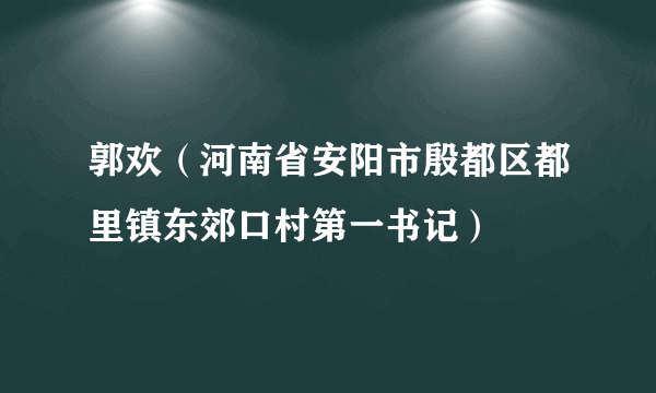 郭欢（河南省安阳市殷都区都里镇东郊口村第一书记）