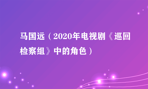 马国远（2020年电视剧《巡回检察组》中的角色）