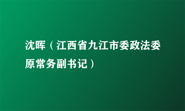 沈晖（江西省九江市委政法委原常务副书记）