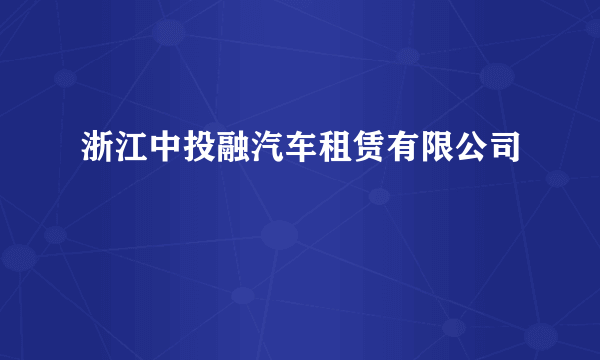 浙江中投融汽车租赁有限公司