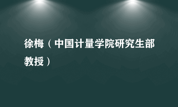 徐梅（中国计量学院研究生部教授）