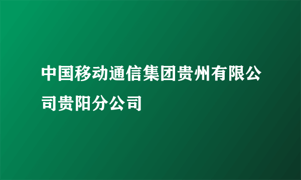 中国移动通信集团贵州有限公司贵阳分公司