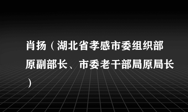 肖扬（湖北省孝感市委组织部原副部长、市委老干部局原局长）