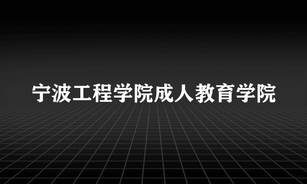 宁波工程学院成人教育学院