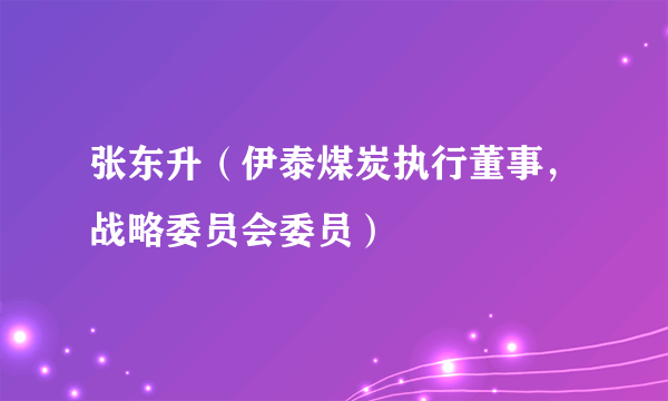 张东升（伊泰煤炭执行董事，战略委员会委员）