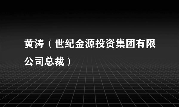 黄涛（世纪金源投资集团有限公司总裁）