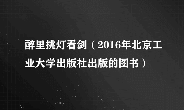 醉里挑灯看剑（2016年北京工业大学出版社出版的图书）