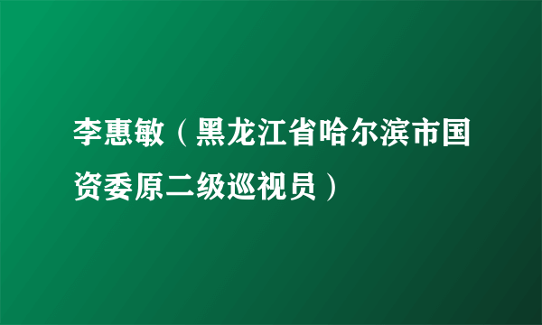 李惠敏（黑龙江省哈尔滨市国资委原二级巡视员）