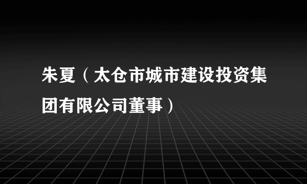 朱夏（太仓市城市建设投资集团有限公司董事）