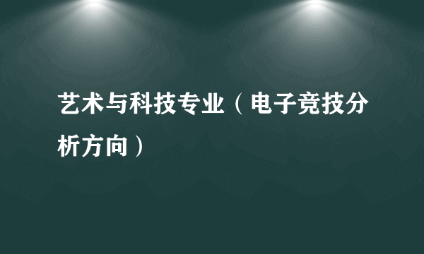 艺术与科技专业（电子竞技分析方向）